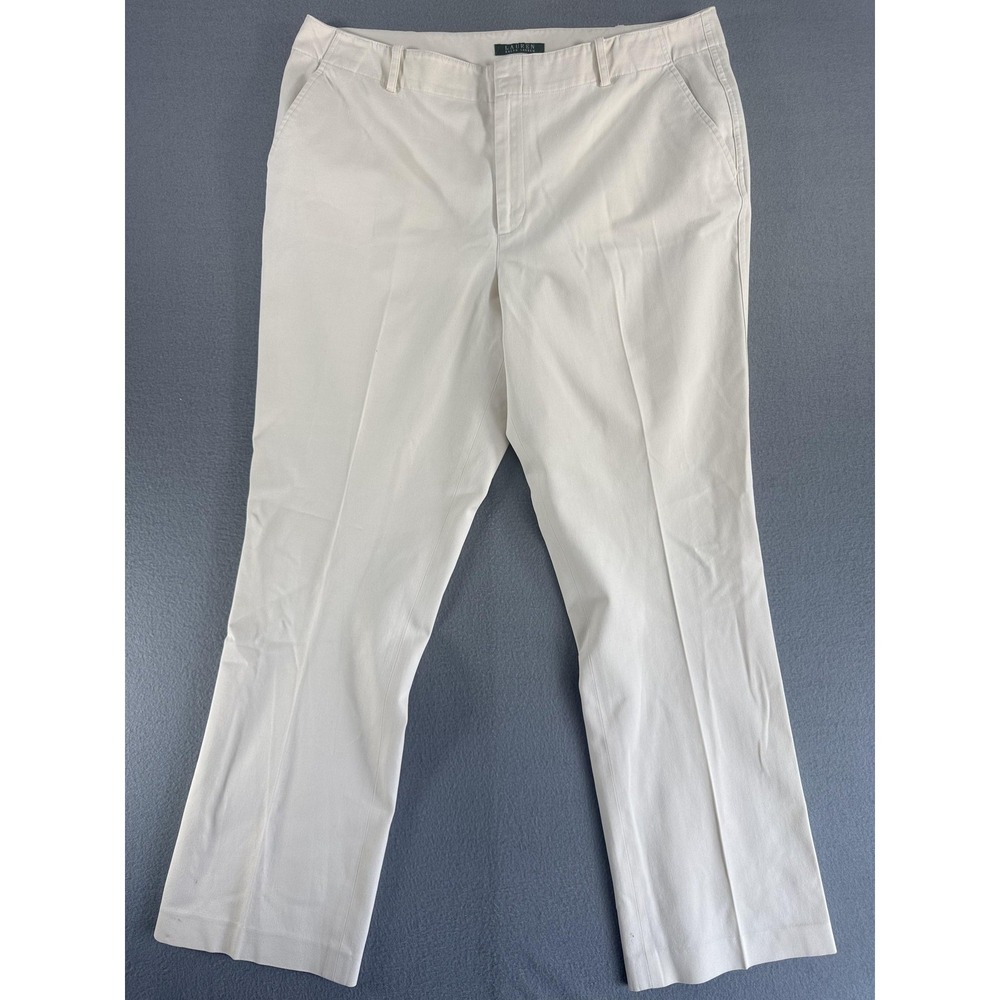 Lauren Ralph Lauren Pants‎ Womens 16 White Twill Chino Stretch Classic Office